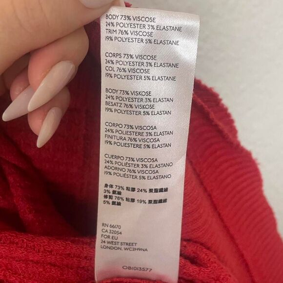 Free People We The Free Red North Shore Oversized Waffle Knit Thermal Size Small - Picture 5 of 8